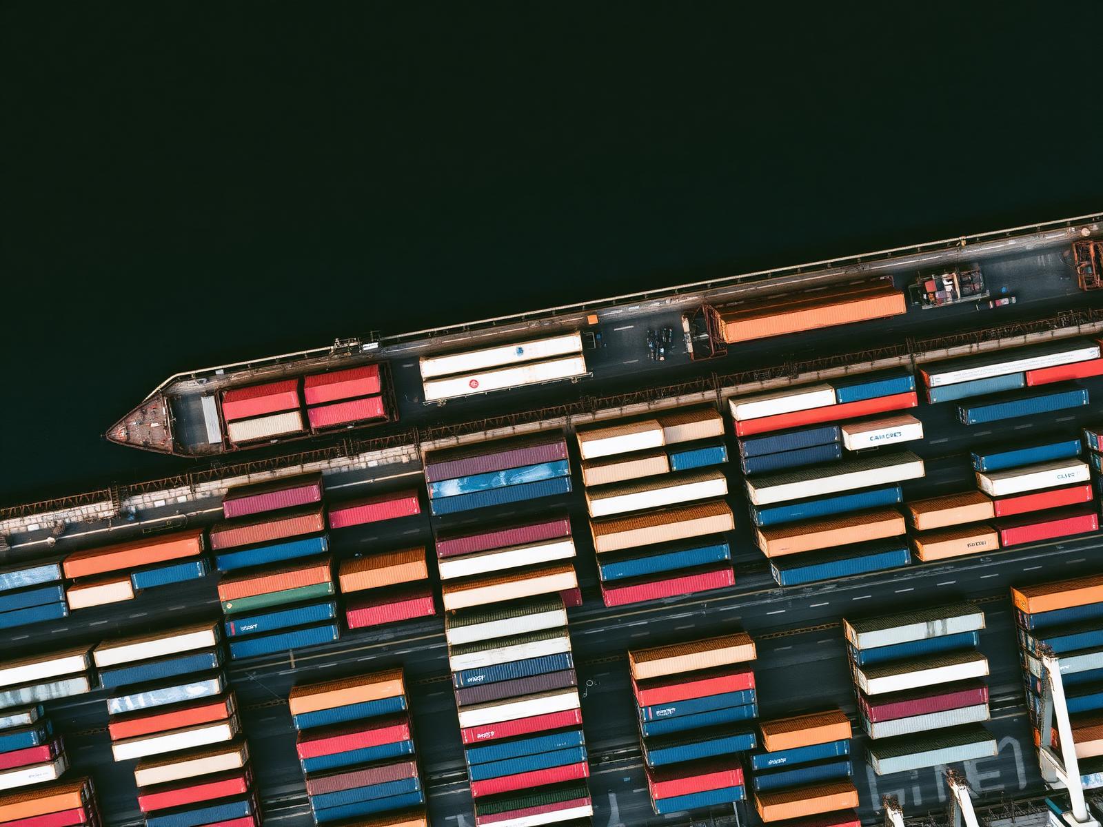 Vista aérea de un puerto comercial